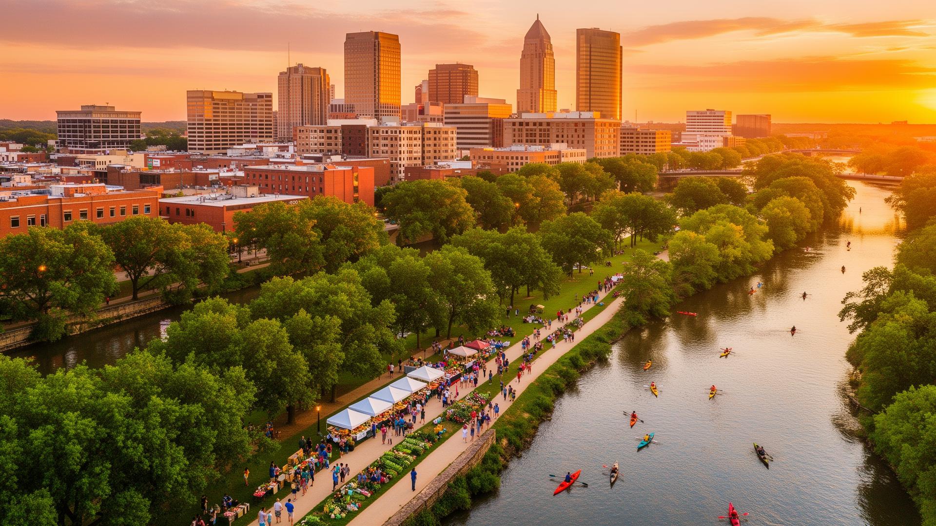 Little Rock weekend scene along the Arkansas River